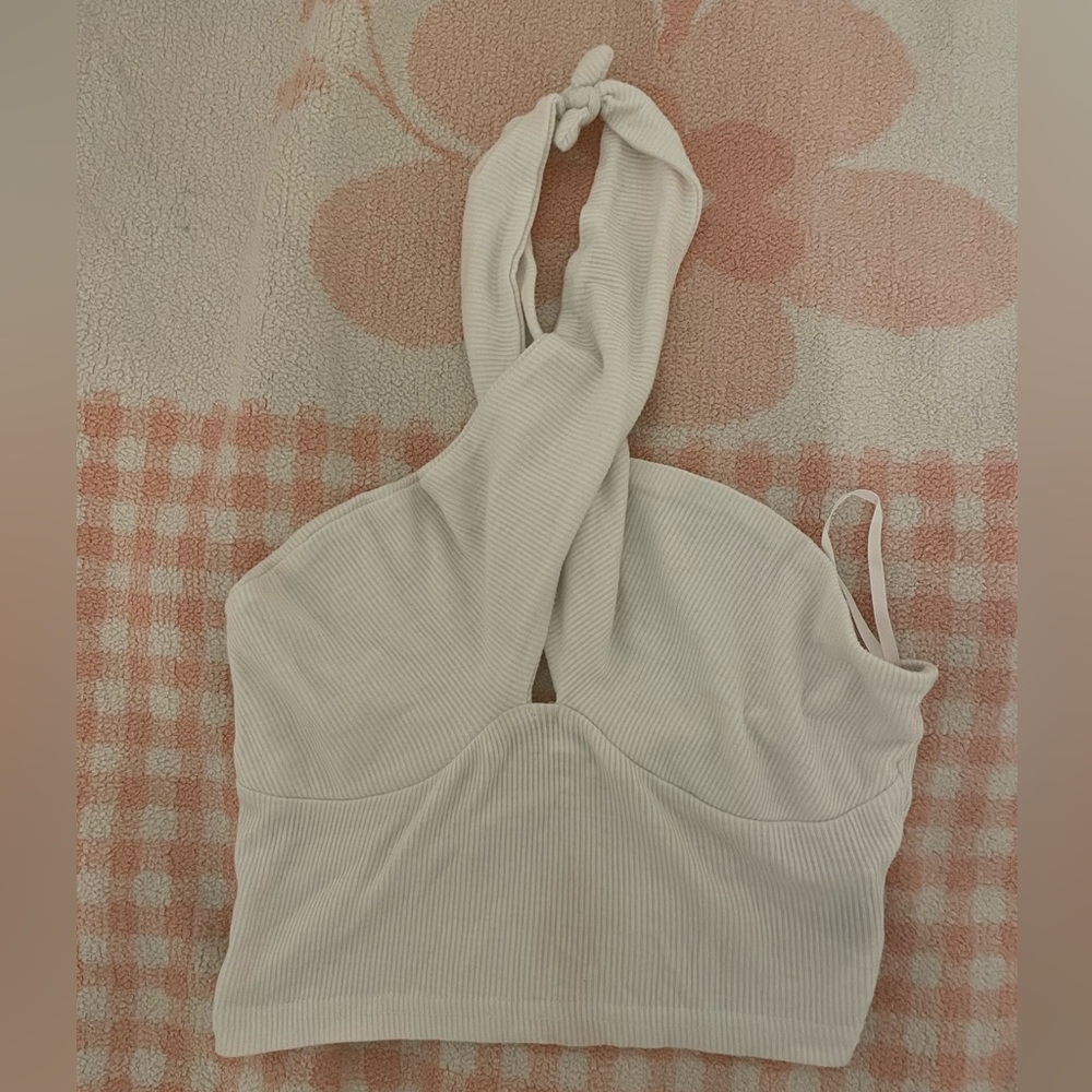 White Multipurpose Halter Neck/Strapless Tie Crop Top